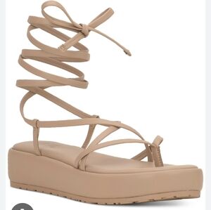 INC International Concepts Beige Strappy Platform Sandals